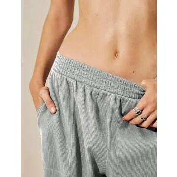 Himosyber Women Cotton Pants Wide Leg Pants Casual Loose Drawstring Low Waist Beach Palazzo Harem Pants (Lightgrey-S)