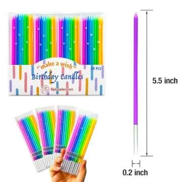 Colorful Apluselection 40-Count Rainbow Birthday Candles