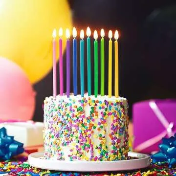 Colorful Apluselection 40-Count Rainbow Birthday Candles