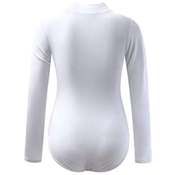 Bhome Maternity Shirt Mock Neck Long Sleeve Bodysuit for Pregnant Photoshoot White S