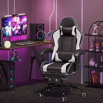 Homall Gaming Chair, Video Game Chair with Footrest and Massage Lumbar Support, Ergonomic Computer C...