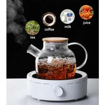 Hwagui - Glass Teapot with Infuser for Loose Tea and Blooming Tea, Heat Resistant Glass Teapot and Kettle for Stovetop, Perfect Tea Maker, 1000ml/33oz