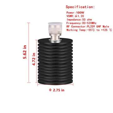 XRDS-RF 100W PL259 UHF Male Plug Dummy Load - Reliable RF Testing Tool