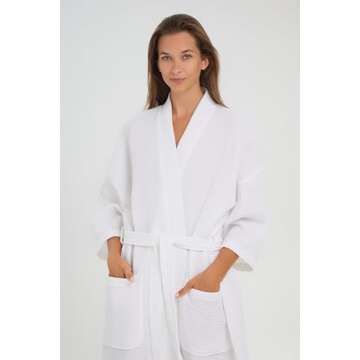 MONARCH Square Waffle Robe - Used by The Finest 4 Hotels and Spas - Unisex Bathrobe White