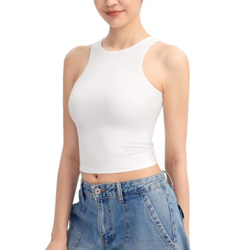 Stylish PUMIEY High Neck White Tank Top for Women