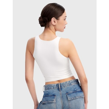Stylish PUMIEY High Neck White Tank Top for Women