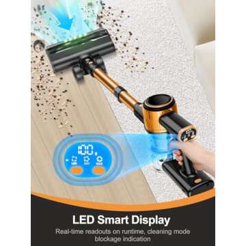 Cordless Vacuum Cleaner, 350W/30Kpa 8 in 1 Powerful Stick Vacuum, with Anti-Tangle Brush and Upgraded Green Light, 40mins Runtime Rechargeable Lightweight Vacuums for Hardwood Floor,Pet Hair