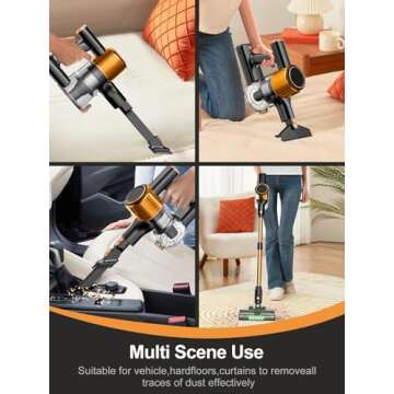 Cordless Vacuum Cleaner, 350W/30Kpa 8 in 1 Powerful Stick Vacuum, with Anti-Tangle Brush and Upgraded Green Light, 40mins Runtime Rechargeable Lightweight Vacuums for Hardwood Floor,Pet Hair