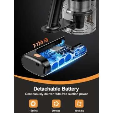 Cordless Vacuum Cleaner, 350W/30Kpa 8 in 1 Powerful Stick Vacuum, with Anti-Tangle Brush and Upgraded Green Light, 40mins Runtime Rechargeable Lightweight Vacuums for Hardwood Floor,Pet Hair