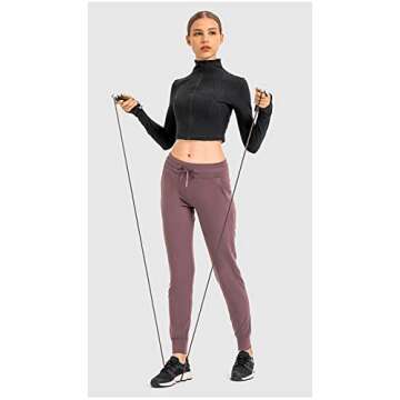 KTILG Women Yoga Jacket Zip Up Pullover Cropped Athletic Long Sleeve Running Seamless Gym Top with Thumb Holes