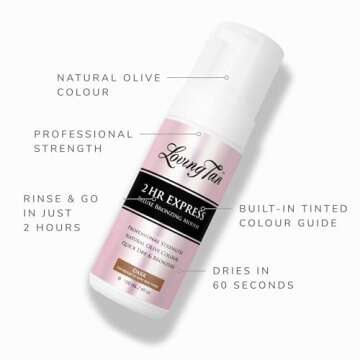 Loving Tan 2 HR Express Mousse, Dark + Mitt- Streak Free, Natural looking, Professional Strength Sunless Tanner- Up to 5 Self Tan Applications per Bottle, Cruelty Free, Naturally Derived DHA - 4 FL Oz