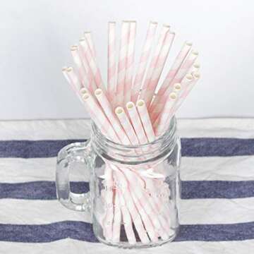 DELIGHTBOX Peach, mint green and gold paper straws set of 100 straws