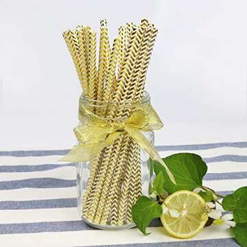 DELIGHTBOX Peach, mint green and gold paper straws set of 100 straws