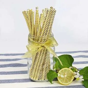 DELIGHTBOX Peach, mint green and gold paper straws set of 100 straws