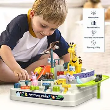 Ferthor Fun Car Rescue Adventure Toys Kids Car Toys for Boys Race Tracks for Toddler Zoo Ramp Vehicl...