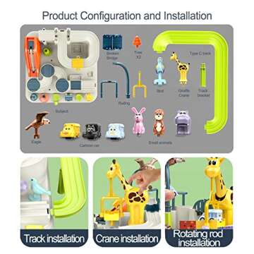 Ferthor Fun Car Rescue Adventure Toys Kids Car Toys for Boys Race Tracks for Toddler Zoo Ramp Vehicle Race Car Game Educational Kids Toys for 3 4 5 6 Year Old Boys（3 Mini Cars）