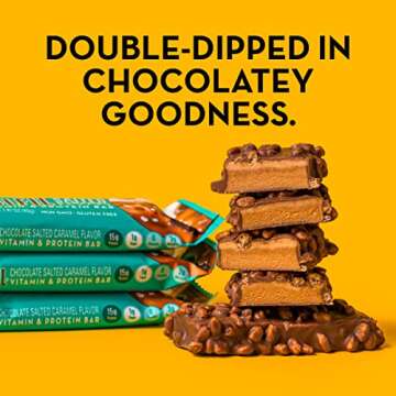 FULFIL Vitamin & Protein Bars, Chocolate Salted Caramel & Chocolate Peanut Butter, Snack Sized Bar with 15g Protein & 8 Vitamins Including Vitamin C, 12 Counts