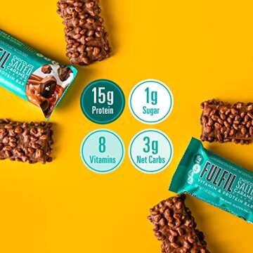 FULFIL Vitamin & Protein Bars, Chocolate Salted Caramel & Chocolate Peanut Butter, Snack Sized Bar with 15g Protein & 8 Vitamins Including Vitamin C, 12 Counts