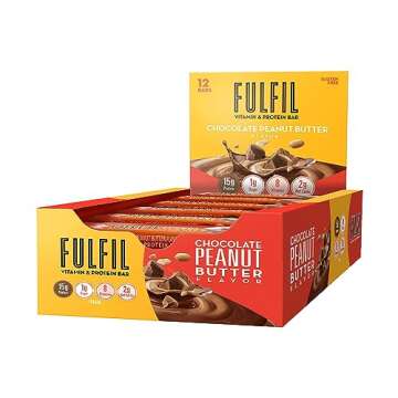 FULFIL Vitamin & Protein Bars, Chocolate Salted Caramel & Chocolate Peanut Butter, Snack Sized Bar with 15g Protein & 8 Vitamins Including Vitamin C, 12 Counts