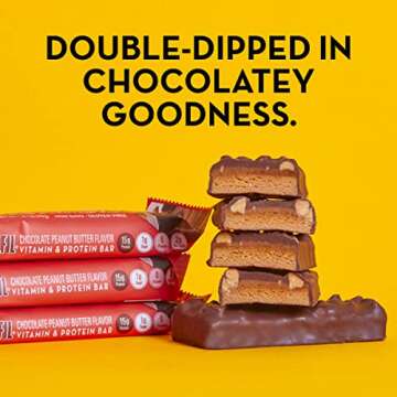 FULFIL Vitamin & Protein Bars, Chocolate Salted Caramel & Chocolate Peanut Butter, Snack Sized Bar with 15g Protein & 8 Vitamins Including Vitamin C, 12 Counts