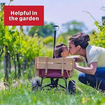 Radio Flyer Full Size All Terrain Classic Steel Pull Along Wagon with Foldable Handle and Wooden Stake Sides for Kids and Cargo, Red