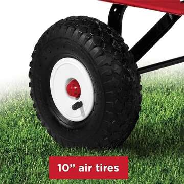 Radio Flyer Full Size All Terrain Classic Steel Pull Along Wagon with Foldable Handle and Wooden Stake Sides for Kids and Cargo, Red