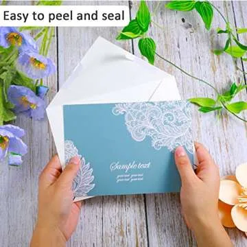 Epakh 100 Pack A7 Envelopes with Gold Border 5 x 7 Envelopes for Invitations V Flap Self Adhesive Thick Mailing for Office Wedding Greeting Cards Birthday Bridal Shower Graduation Parties(White)