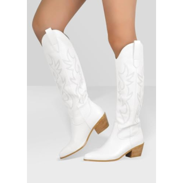 Stylish STALOV White Cowgirl Boots for Women