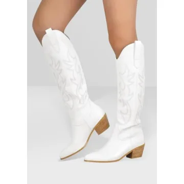 Stylish STALOV White Cowgirl Boots for Women