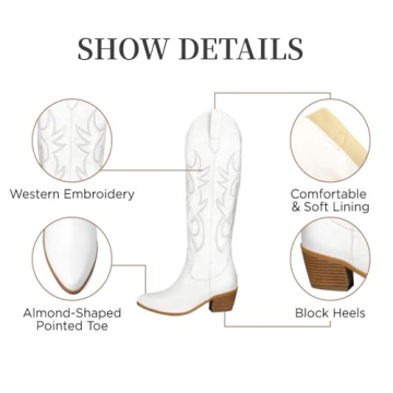 Stylish STALOV White Cowgirl Boots for Women