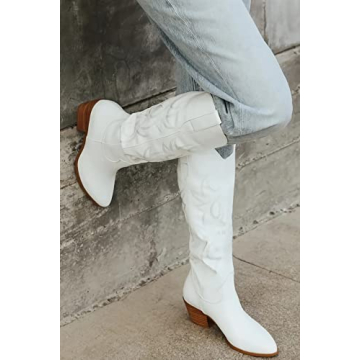 Stylish STALOV White Cowgirl Boots for Women