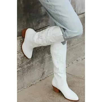 Stylish STALOV White Cowgirl Boots for Women