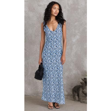 Lioness Blue Floral Maxi Dress Lightweight Comfort Elegance