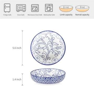 Selamica Ceramic Cat Food Bowls Set of 4, 5.6 Inch Wide Shallow Cat Bowls/Dishes for Food and Water,...