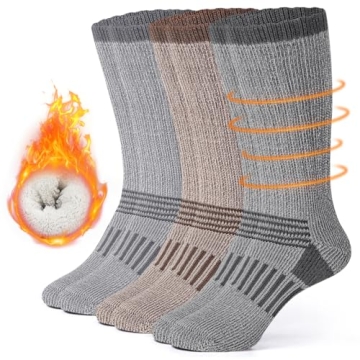 Premium 80% Merino Wool Socks for Men and Women - Warm Thermal Hiking Socks - 3 Pairs in Dark Grey/B...