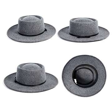 Jeff & Aimy Womens 100% Wool Felt Fedora Hat Wide Brim Floppy/Porkpie Style