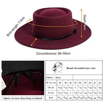 Jeff & Aimy Women's 100% Wool Felt Fedora Hat