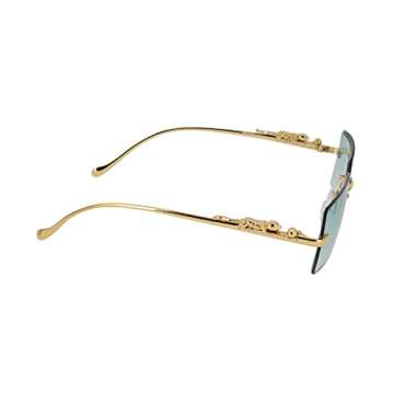 Flawless Rimless Rectangle Vintage Sunglasses Fashion Frameless Tinted Glasses for Women Men (Green, 57)