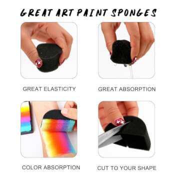 Bowitzki Face Paint Sponges Face Painting Half Moon Black Sponges High 12 Pieces for Art Work and Bo...