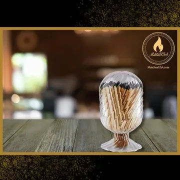 Helix Shaped Glass Matches Cloche | Includes Color Matches & Free Striker Strip!!! | Spiral Decorative Match Holder Jar for Candles Set Display (Black Matches)