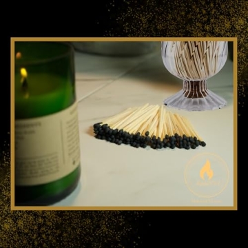 Helix Shaped Glass Matches Cloche | Includes Color Matches & Free Striker Strip!!! | Spiral Decorative Match Holder Jar for Candles Set Display (Black Matches)