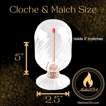 Helix Shaped Glass Matches Cloche | Includes Color Matches & Free Striker Strip!!! | Spiral Decorative Match Holder Jar for Candles Set Display (Black Matches)