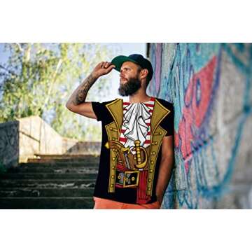 KYKU Black Pirate Shirt Men Costume Adult Captain Family Guy Night Accessories