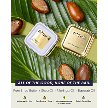 Eu'Genia Dermatological Formula Shea Butter (Fragrance-Free, 2oz), 100% Pure Unrefined Ghanaian Shea, Premium Face & Body Moisturizer for All Skin & Hair Types