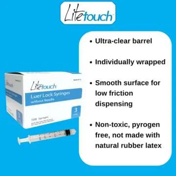 LiteTouch 3mL Luer Lock Syringe - 100 Sterile Syringes