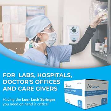 LiteTouch 3mL Luer Lock Syringe - 100 Sterile Syringes