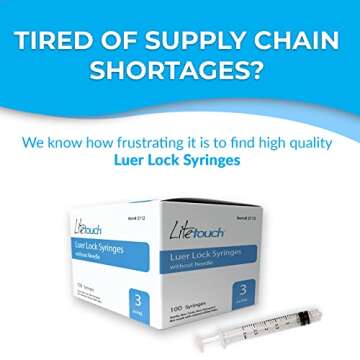 LiteTouch 3mL Luer Lock Syringe - 100 Sterile Syringes