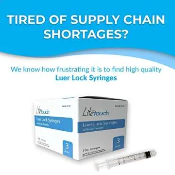 LiteTouch 3mL Luer Lock Syringe - 100 Sterile Syringes