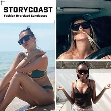STORYCOAST Square Oversized Sunglasses for Fashion Lovers - UV400 Protection