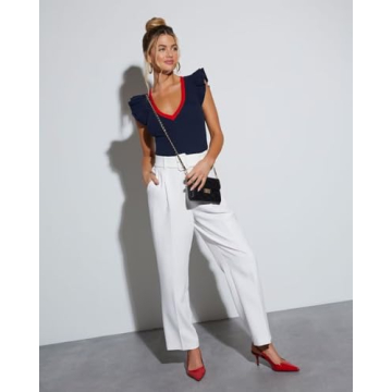 BONITEE Women's Ruffle Sleeve V Neck Shirt for Summer